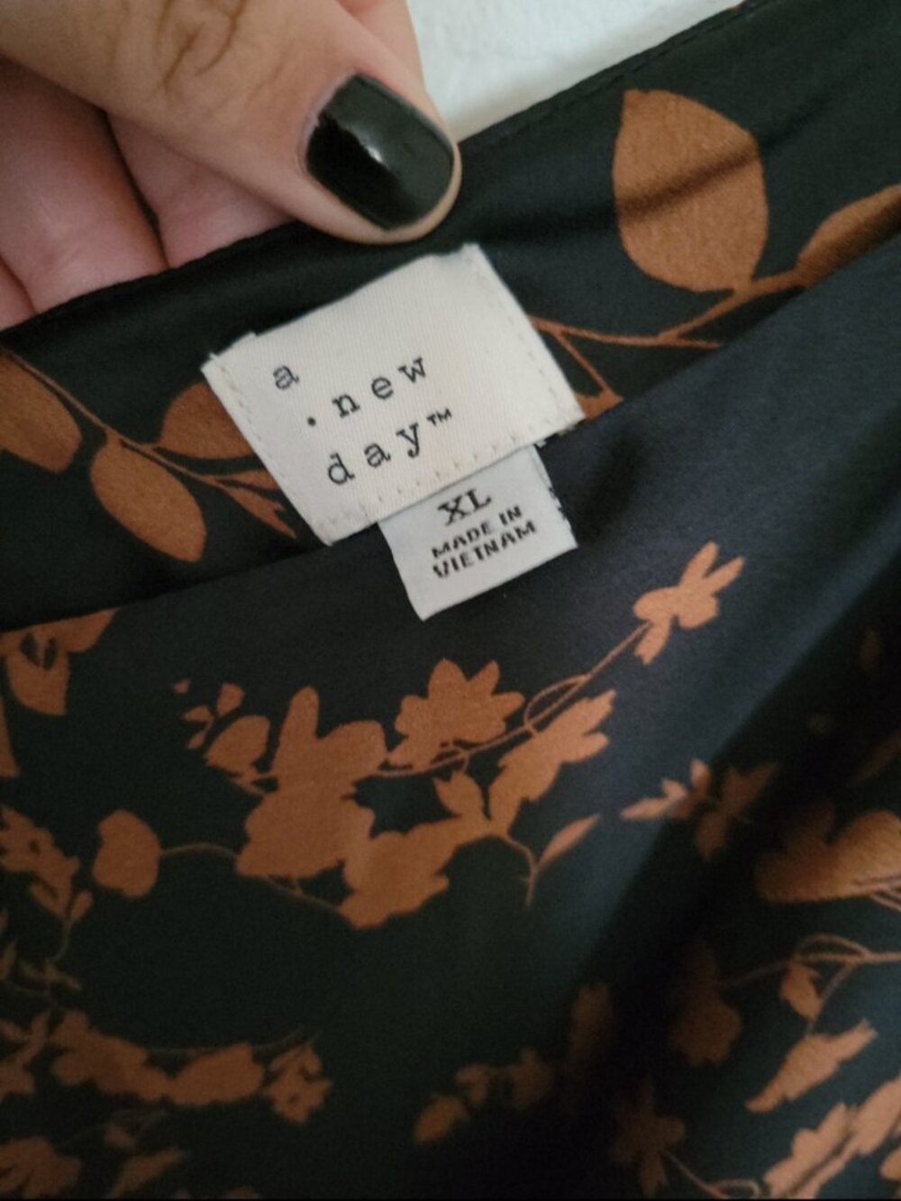 A new day Black and  brown floral satin maxi dress - Picture 3 of 4